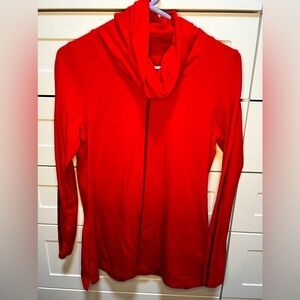 E.L.I. Pima Cotton Turtleneck Tunic Top Womens Size small Red Long Sleeve Knit